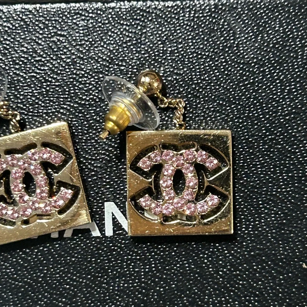 CHANEL CoCo Mark Gold & Pink Earrings‎